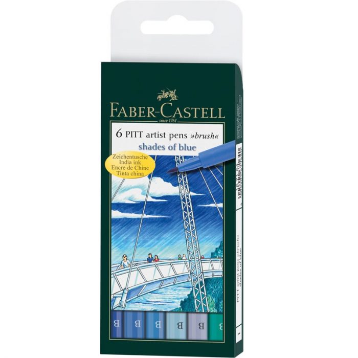 Faber Castell : Pitt Artist Pen Brush Set Shades of Blue